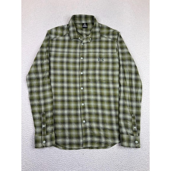 Under Armour Other - Under Armour Shirt Mens Large Green Plaid Long Sleeve Snap Front Stretch Outdoor